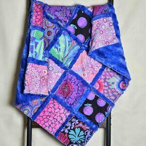 Patchwork Quilt, Infant Quilt, Minky Rag Quilt